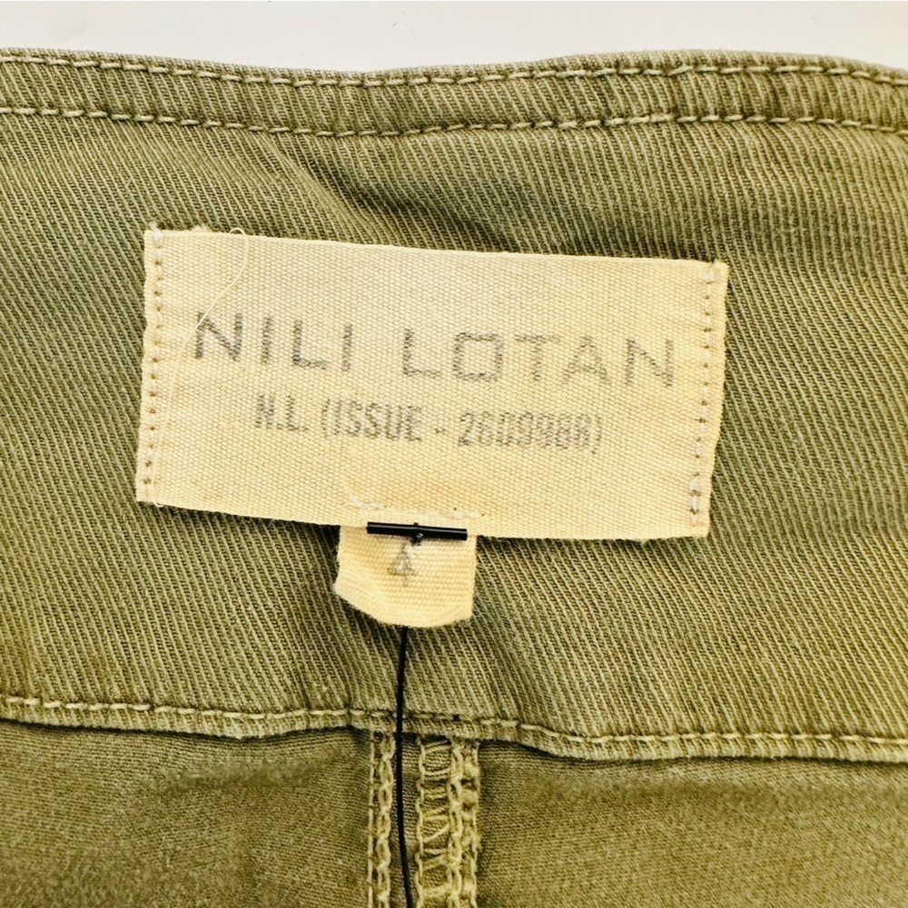 Nili Lotan Army Green Wide Leg Cropped Pants High Waist 4 - Picture 9 of 13